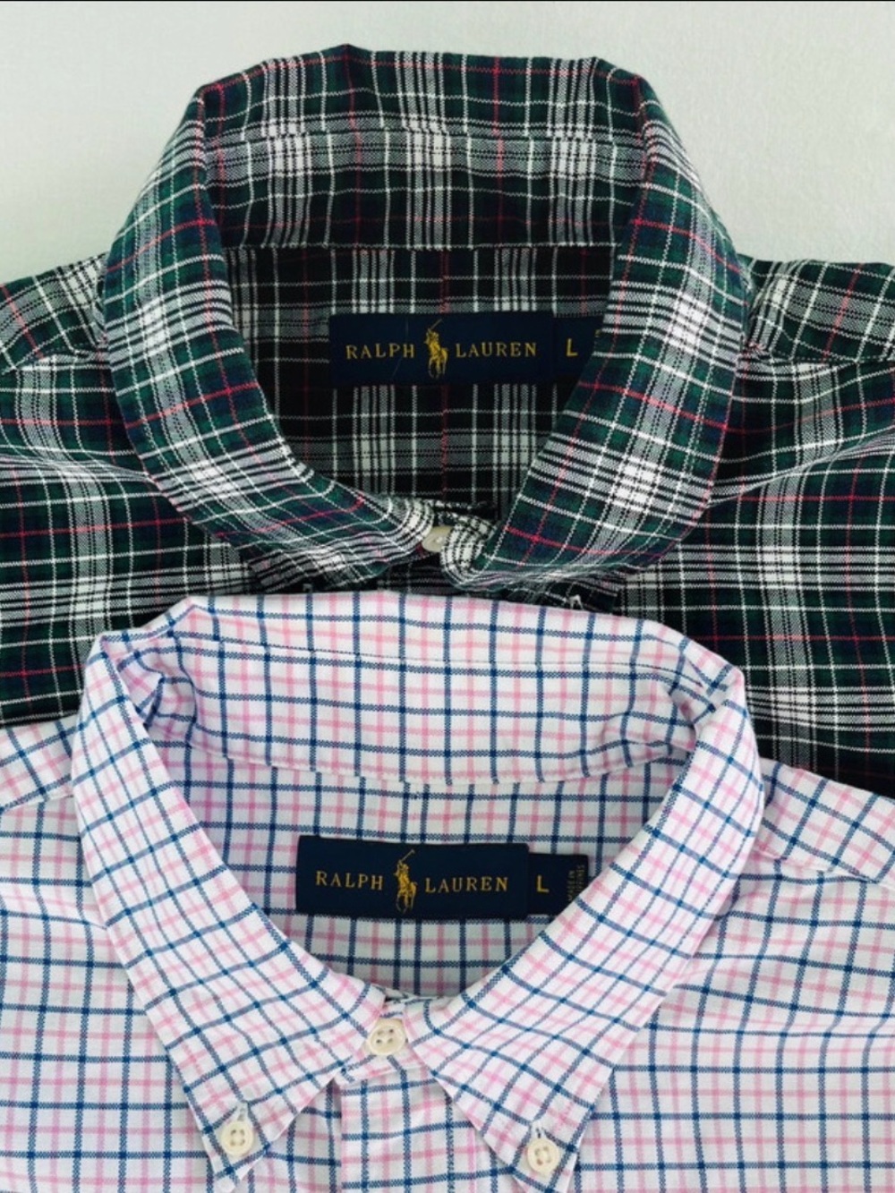 Ralph Lauren Men Classic Collared Plaid Long Sleeves 2x Shirts Chest Logo Pony L